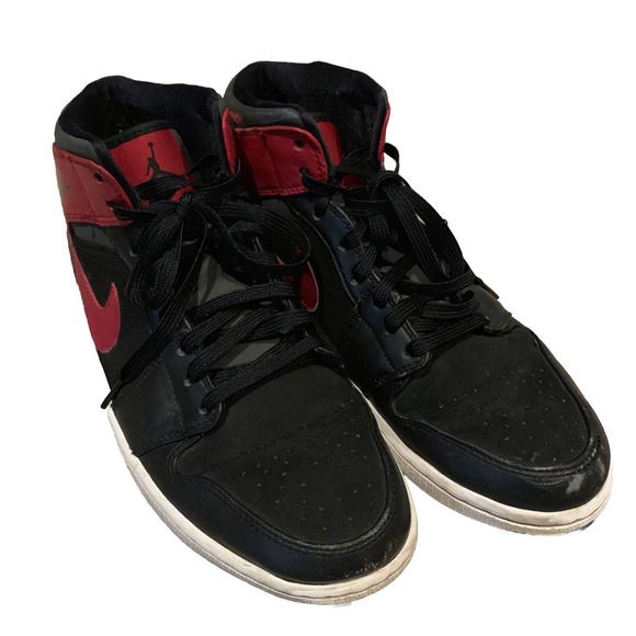 Nike Air Jordan 1 Mid Bred Black Red Men's Size 9 554724-024 - Picture 1 of 8